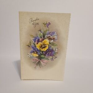 Vintage Faded White Floral Thank You Card